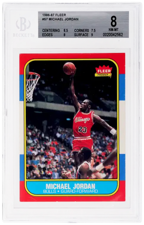 Michael Jordan 1986 Fleer Rookie — Beckett 8 NM-MT